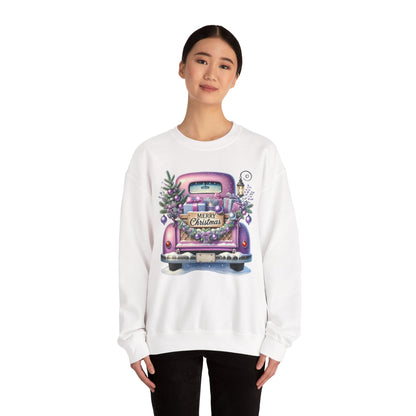 Merry Christmas Truck Sweatshirt, Cozy Crewneck for Holiday Celebrations, Unisex Christmas Apparel, Gift for Friends & Family, Winter Fashion