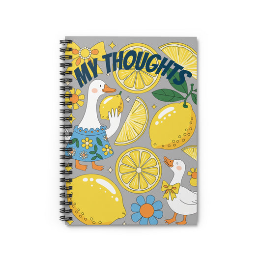 My Thoughts Spiral Notebook - Whimsical Lemon Design, Perfect for Journaling, Note-taking, Gifts, School Supplies, Summer Vibes