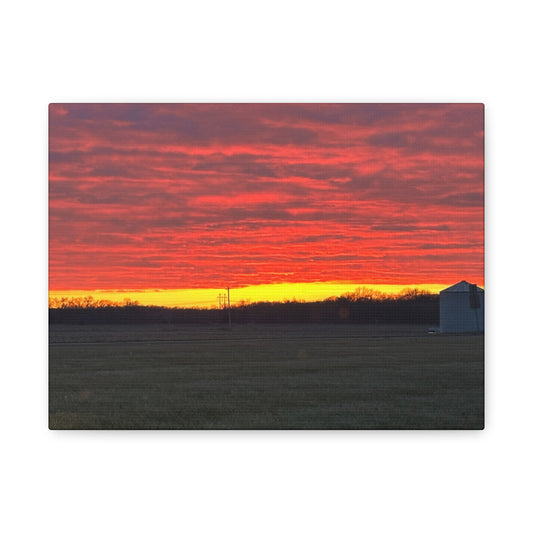 Canvas Print - Midwest Summer Sunset with Grain Silo