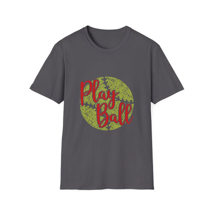 Play Ball Unisex Softstyle T-Shirt, Sporty Tee, Gift for Baseball Fans, Casual Wear, Team Spirit Apparel, Summer Outfit