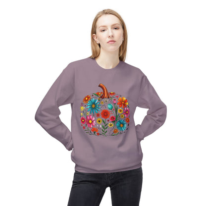 Floral Pumpkin Sweatshirt for Cozy Autumn Vibes, Unisex Fleece Crewneck, Perfect for Fall Celebrations, Gift for Halloween, [...]