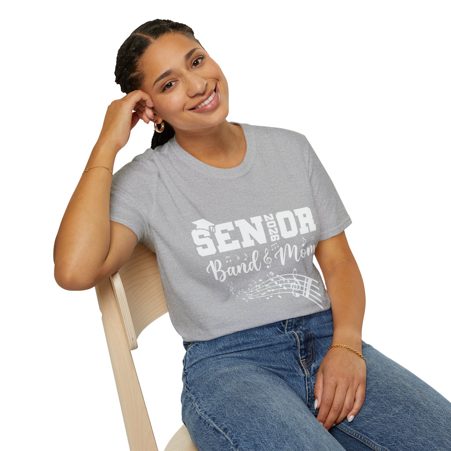 Senior Band Mom 2026 T-Shirt, Unisex Softstyle
