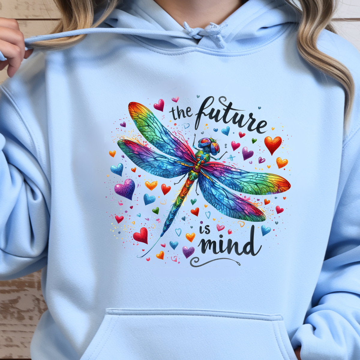 Inspirational Dragonfly Hoodie – “The Future is Mind”