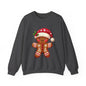 Holiday Gingerbread Man Crewneck Sweatshirt with Santa Hat Design