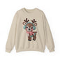 Cute Crochet Look Reindeer Crewneck Sweatshirt, Cozy Winter Apparel, Holiday Gift, Unisex Sweater, Christmas Sweater, Perfect for Family Gatherings