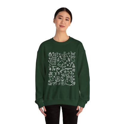White- Christmas Doodle Line Festive Crewneck Sweatshirt, Cozy Holiday Sweatshirt, Perfect for Christmas, Seasonal Gift, Winter Wear