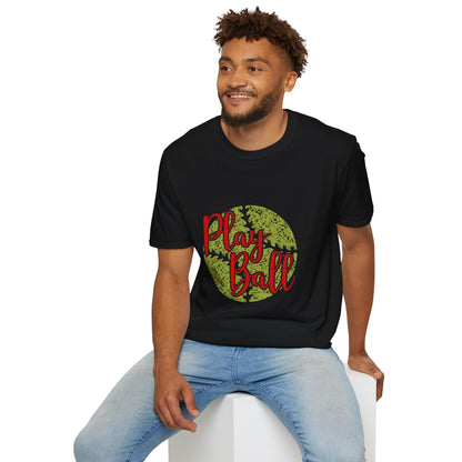 Play Ball Unisex Softstyle T-Shirt, Sporty Tee, Gift for Baseball Fans, Casual Wear, Team Spirit Apparel, Summer Outfit