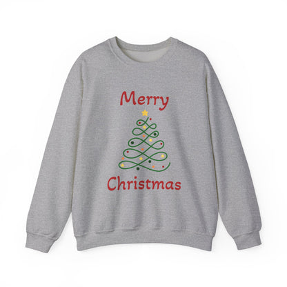Merry Christmas Ribbon Tree Sweatshirt, Cozy Gift, Holiday Apparel, Winter Fashion, Unisex Crewneck