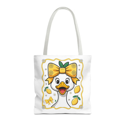 Lemon-Themed Tote Bag, Cute Duck Design Tote, Summer Accessory, Gift for Her, Reusable Shopping Bag, Fun and Functional