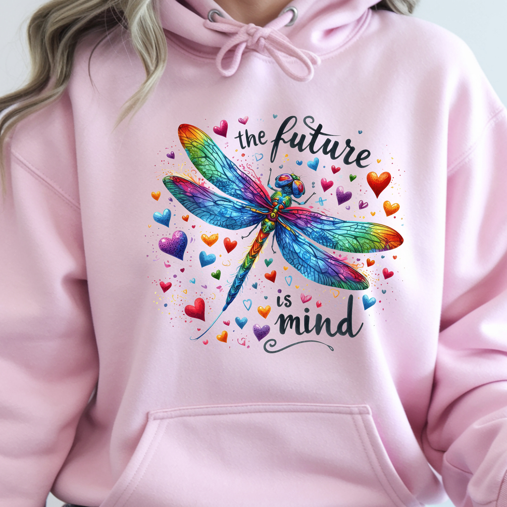 Inspirational Dragonfly Hoodie – “The Future is Mind”