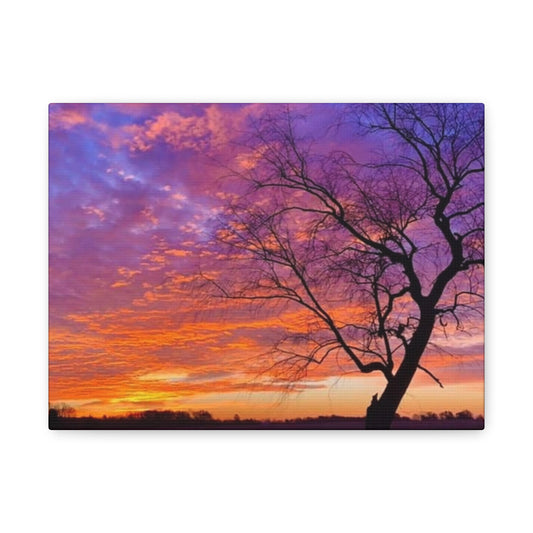 Sunset Landscape Wall Art, Canvas Print, Nature Decor, Purple Sky Home Decor, Gift for Art Lovers