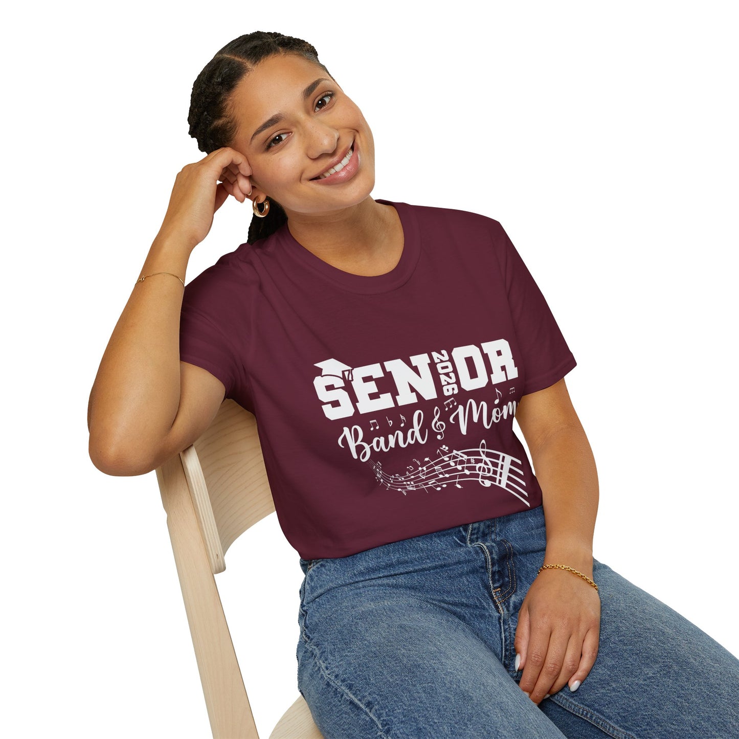 Senior Band Mom 2026 T-Shirt, Unisex Softstyle