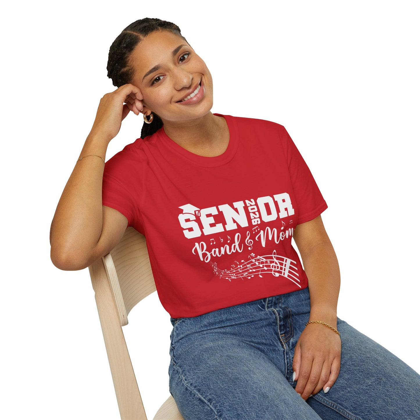 Senior Band Mom 2026 T-Shirt, Unisex Softstyle