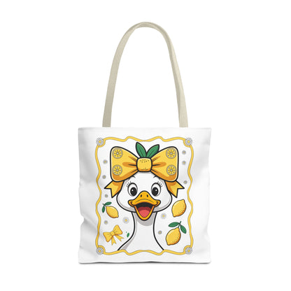 Lemon-Themed Tote Bag, Cute Duck Design Tote, Summer Accessory, Gift for Her, Reusable Shopping Bag, Fun and Functional