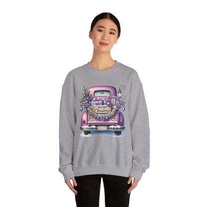 Merry Christmas Truck Sweatshirt, Cozy Crewneck for Holiday Celebrations, Unisex Christmas Apparel, Gift for Friends & Family, Winter Fashion