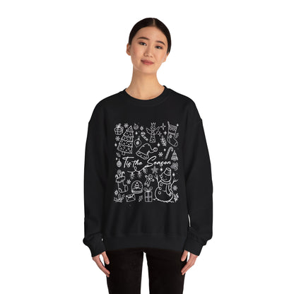 White- Christmas Doodle Line Festive Crewneck Sweatshirt, Cozy Holiday Sweatshirt, Perfect for Christmas, Seasonal Gift, Winter Wear