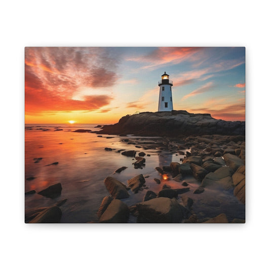 Sunset Lighthouse Canvas Art Print, Coastal Decor, Wall Art for Beach Lovers, Home Decoration, Gift for Nature Enthusiasts