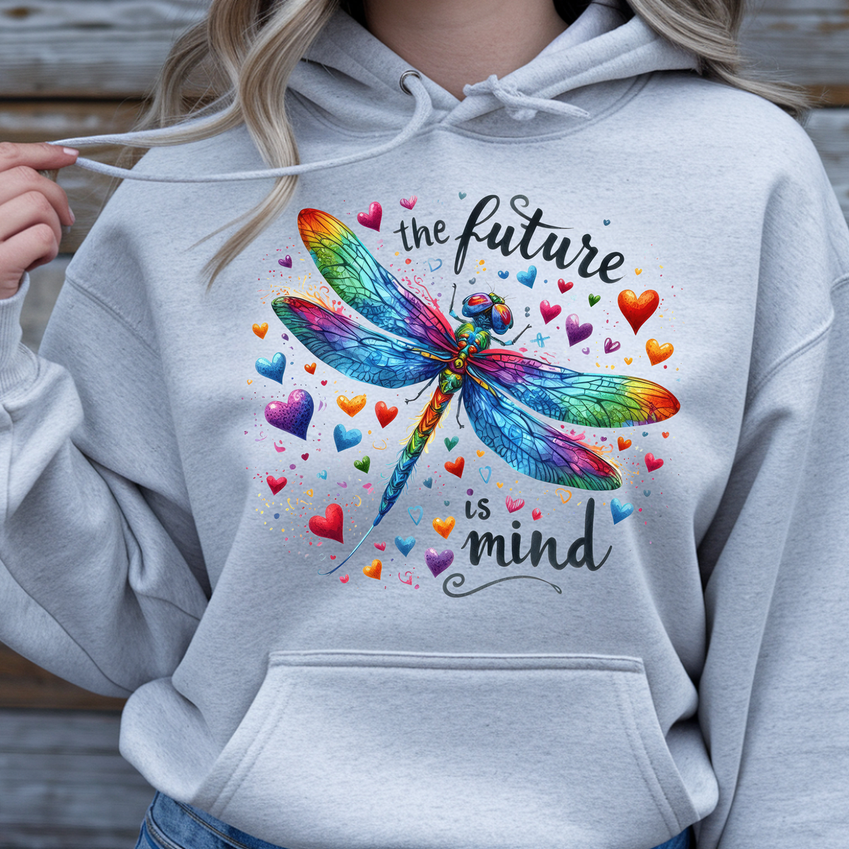 Inspirational Dragonfly Hoodie – “The Future is Mind”