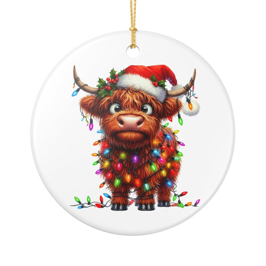 Cute Highland Cow Christmas Ornament