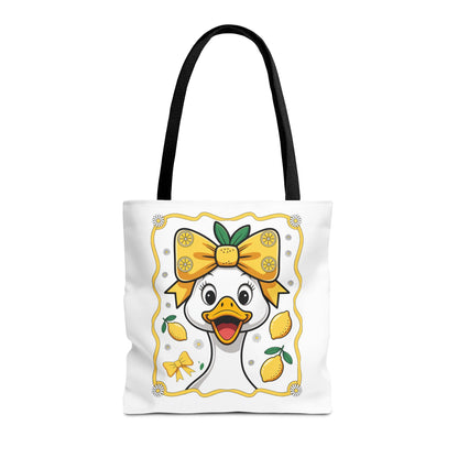 Lemon-Themed Tote Bag, Cute Duck Design Tote, Summer Accessory, Gift for Her, Reusable Shopping Bag, Fun and Functional