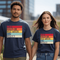 Two people wearing Gen X resilience Shirt with the slogan 'Raised on Hose Water and Neglect' outdoors.