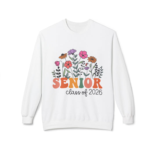 Floral Senior Sweatshirt, Class of 2026 Crewneck, Cozy Graduation Gift, Unisex Fleece Top, High School Senior Apparel