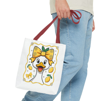 Lemon-Themed Tote Bag, Cute Duck Design Tote, Summer Accessory, Gift for Her, Reusable Shopping Bag, Fun and Functional