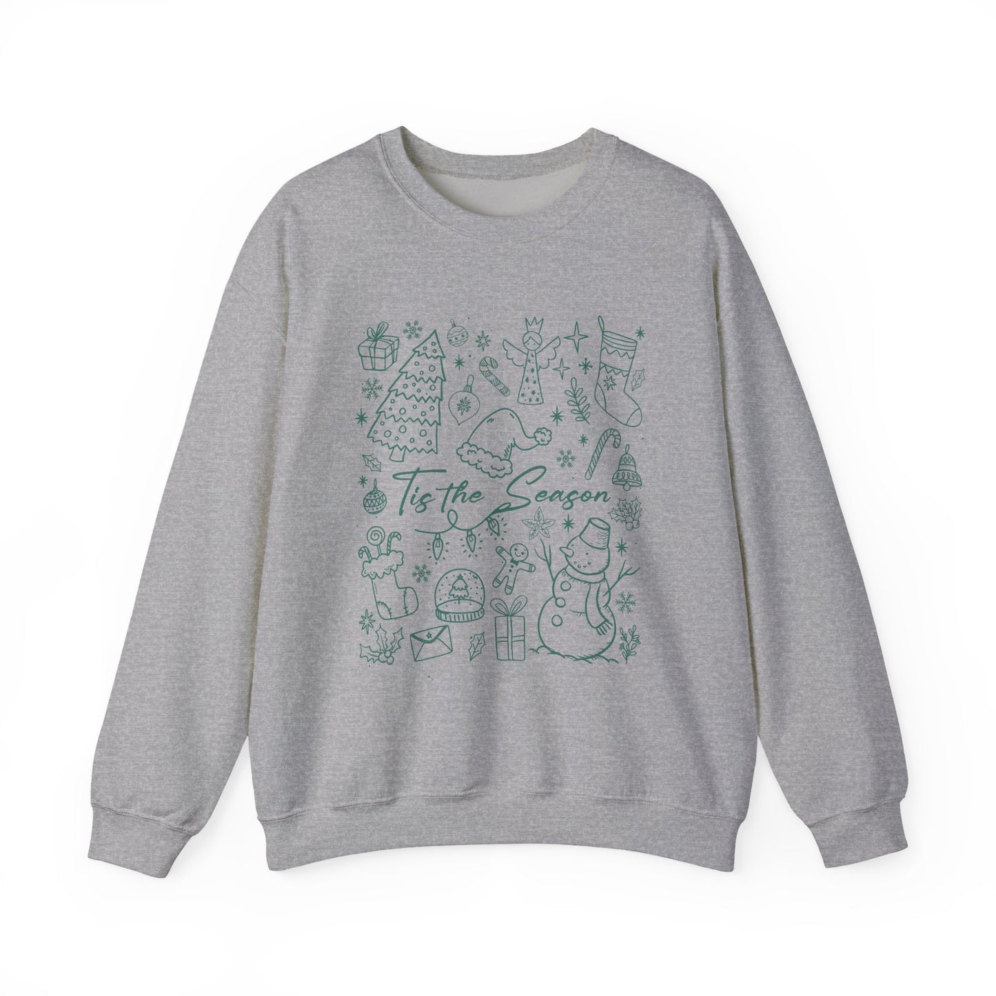 Christmas Doodle Line Festive Winter Crewneck Sweatshirt – Cozy Holiday Apparel for All Occasions, Perfect Gift for Christmas, Family Gatherings, Casual Outings
