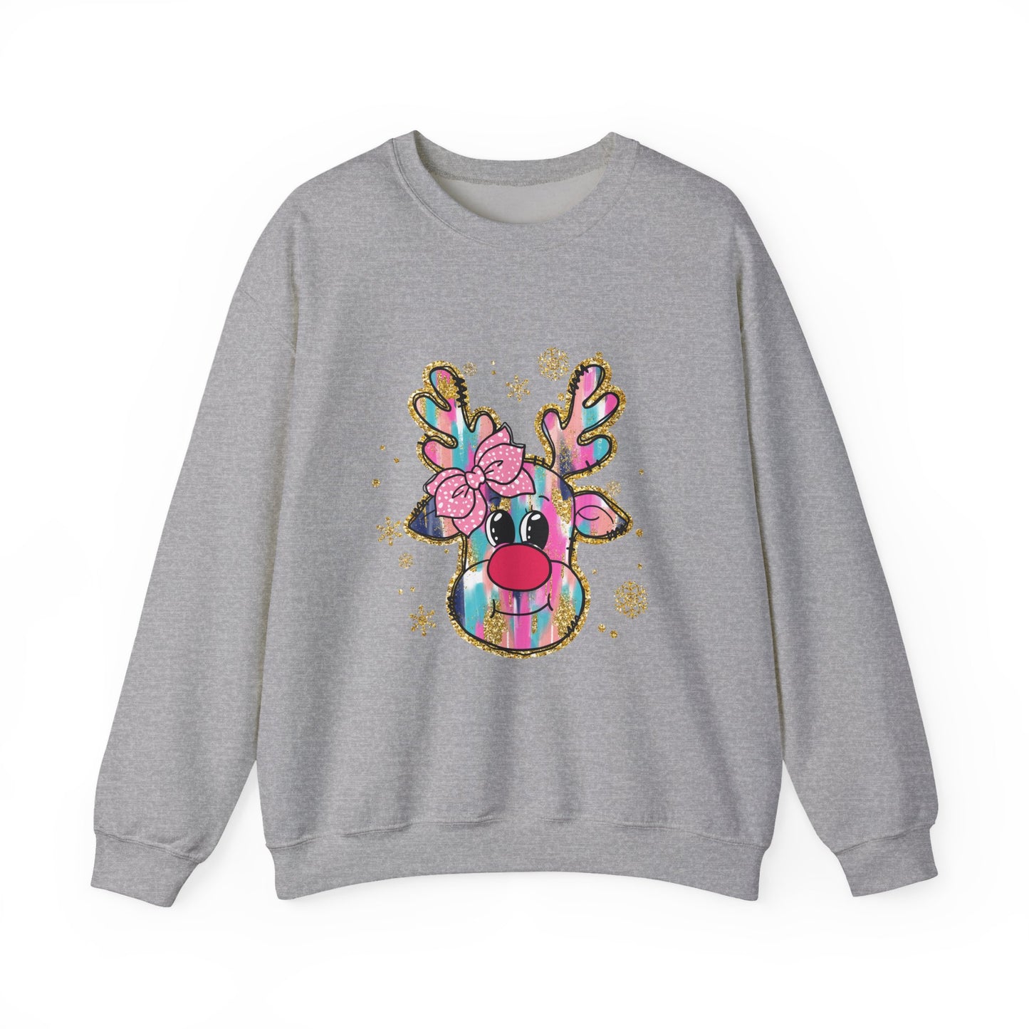 Festive Reindeer Crewneck Sweatshirt, Cozy Holiday Sweatshirt, Christmas Gift, Winter Fashion, Cute Christmas Sweatshirt