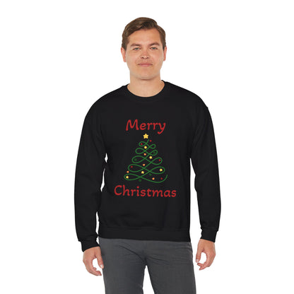 Merry Christmas Ribbon Tree Sweatshirt, Cozy Gift, Holiday Apparel, Winter Fashion, Unisex Crewneck
