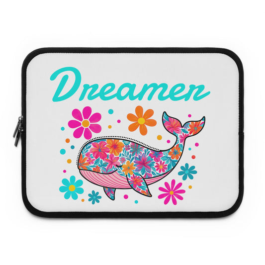 Colorful Whale Laptop Sleeve, Dreamer Laptop Case, Floral Laptop Bag, Gift for Students, Computer Accessories, Cute Tech Storage
