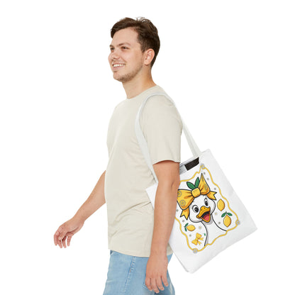 Lemon-Themed Tote Bag, Cute Duck Design Tote, Summer Accessory, Gift for Her, Reusable Shopping Bag, Fun and Functional