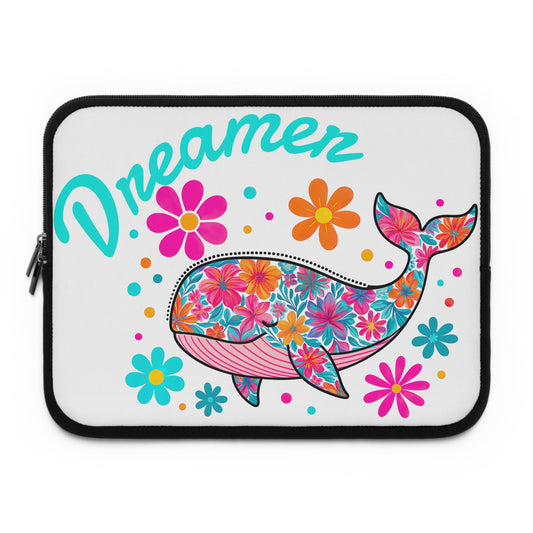 Colorful Whale Laptop Sleeve, Dreamer Laptop Case, Floral Laptop Bag, Gift for Students, Computer Accessories, Cute Tech Storage