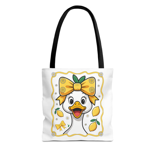 Lemon-Themed Tote Bag, Cute Duck Design Tote, Summer Accessory, Gift for Her, Reusable Shopping Bag, Fun and Functional
