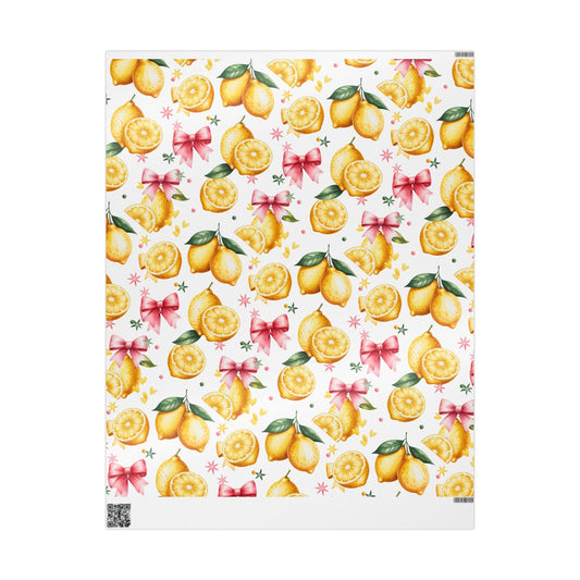 Citrus-Inspired Gift Wrap Roll, Fresh Lemon Wrapping Paper for Birthdays, Weddings, Baby Showers, Eco-Friendly Gift Wrapping