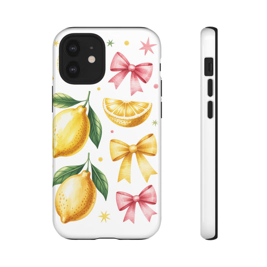 Lemon & Bow Phone Case, Cute Citrus Phone Cover, Trendy Gift for Her, Floral Cellphone Protector, Summer Vibes, Unique Phone Accessories