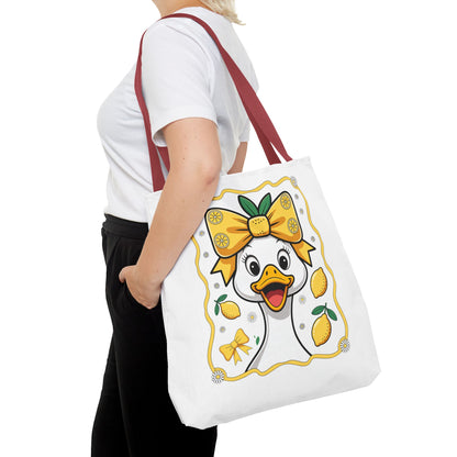 Lemon-Themed Tote Bag, Cute Duck Design Tote, Summer Accessory, Gift for Her, Reusable Shopping Bag, Fun and Functional