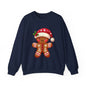 Holiday Gingerbread Man Crewneck Sweatshirt with Santa Hat Design