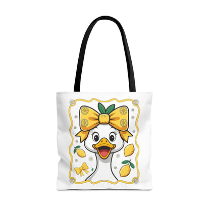 Lemon-Themed Tote Bag, Cute Duck Design Tote, Summer Accessory, Gift for Her, Reusable Shopping Bag, Fun and Functional