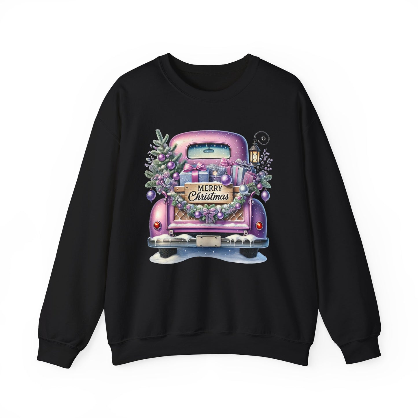 Merry Christmas Truck Sweatshirt, Cozy Crewneck for Holiday Celebrations, Unisex Christmas Apparel, Gift for Friends & Family, Winter Fashion