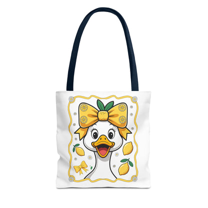 Lemon-Themed Tote Bag, Cute Duck Design Tote, Summer Accessory, Gift for Her, Reusable Shopping Bag, Fun and Functional