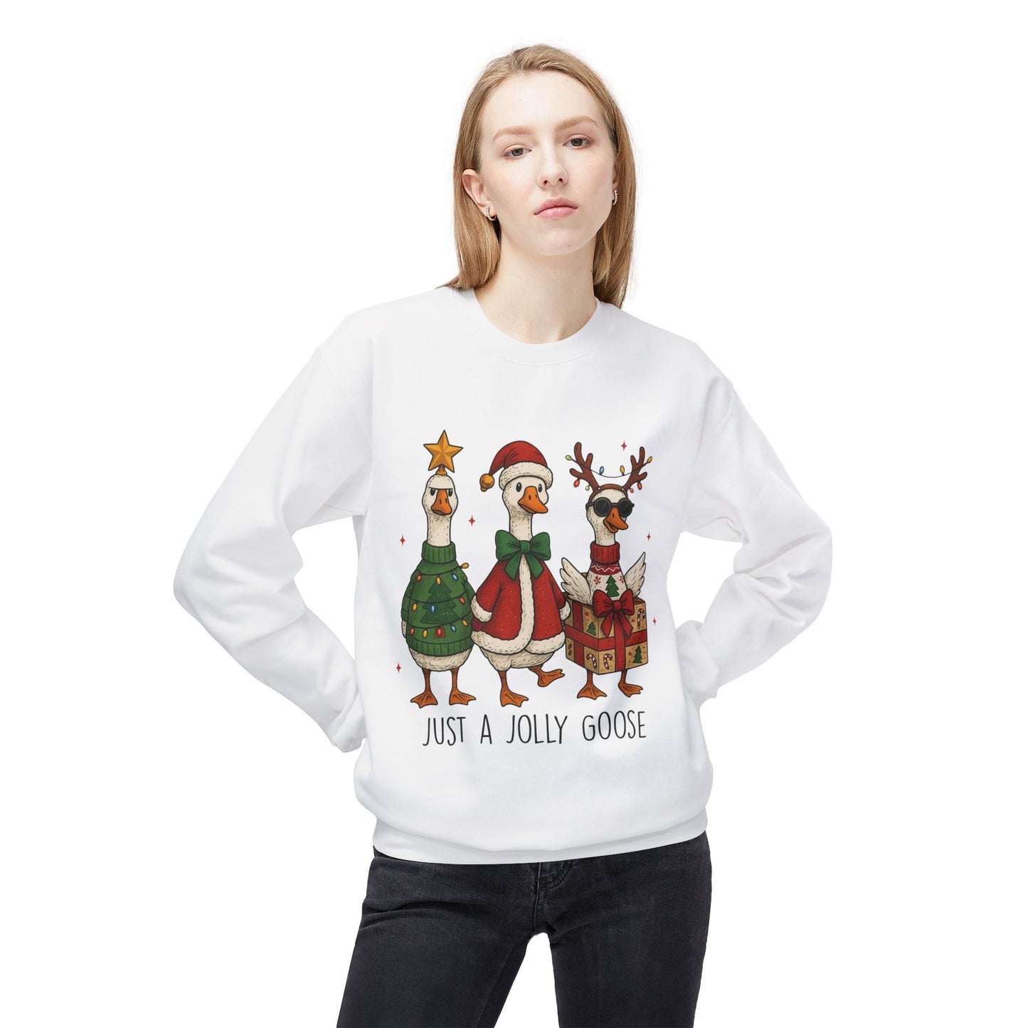 Holiday Duck Sweatshirt, Just a Jolly Goose Crewneck, Christmas Apparel, Festive Sweatshirt, Cozy Winter Gear, Gift for Duck Lovers, [...]
