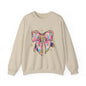 Colorful Bow Graphic Crewneck Sweatshirt, Cozy Winter Sweater, Gift for Her, Holidays, Casual Fashion