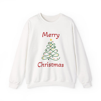 Merry Christmas Ribbon Tree Sweatshirt, Cozy Gift, Holiday Apparel, Winter Fashion, Unisex Crewneck