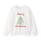 Merry Christmas Ribbon Tree Sweatshirt, Cozy Gift, Holiday Apparel, Winter Fashion, Unisex Crewneck