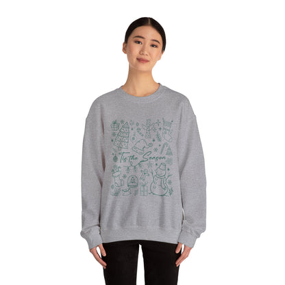 Christmas Doodle Line Festive Winter Crewneck Sweatshirt – Cozy Holiday Apparel for All Occasions, Perfect Gift for Christmas, Family Gatherings, Casual Outings