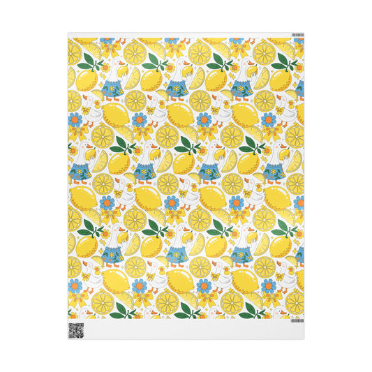 Vibrant Lemon Wrapping Paper, Gift Wrap for Birthdays, Parties, Baby Showers, DIY Crafts, Summer Celebrations, Floral Design