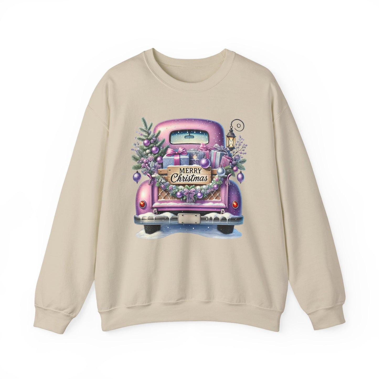 Merry Christmas Truck Sweatshirt, Cozy Crewneck for Holiday Celebrations, Unisex Christmas Apparel, Gift for Friends & Family, Winter Fashion