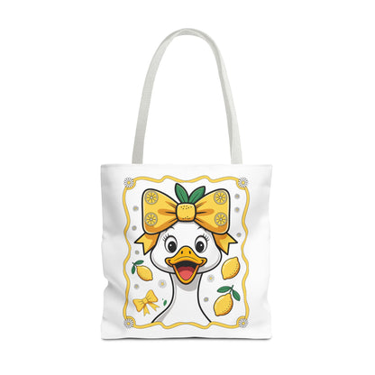 Lemon-Themed Tote Bag, Cute Duck Design Tote, Summer Accessory, Gift for Her, Reusable Shopping Bag, Fun and Functional