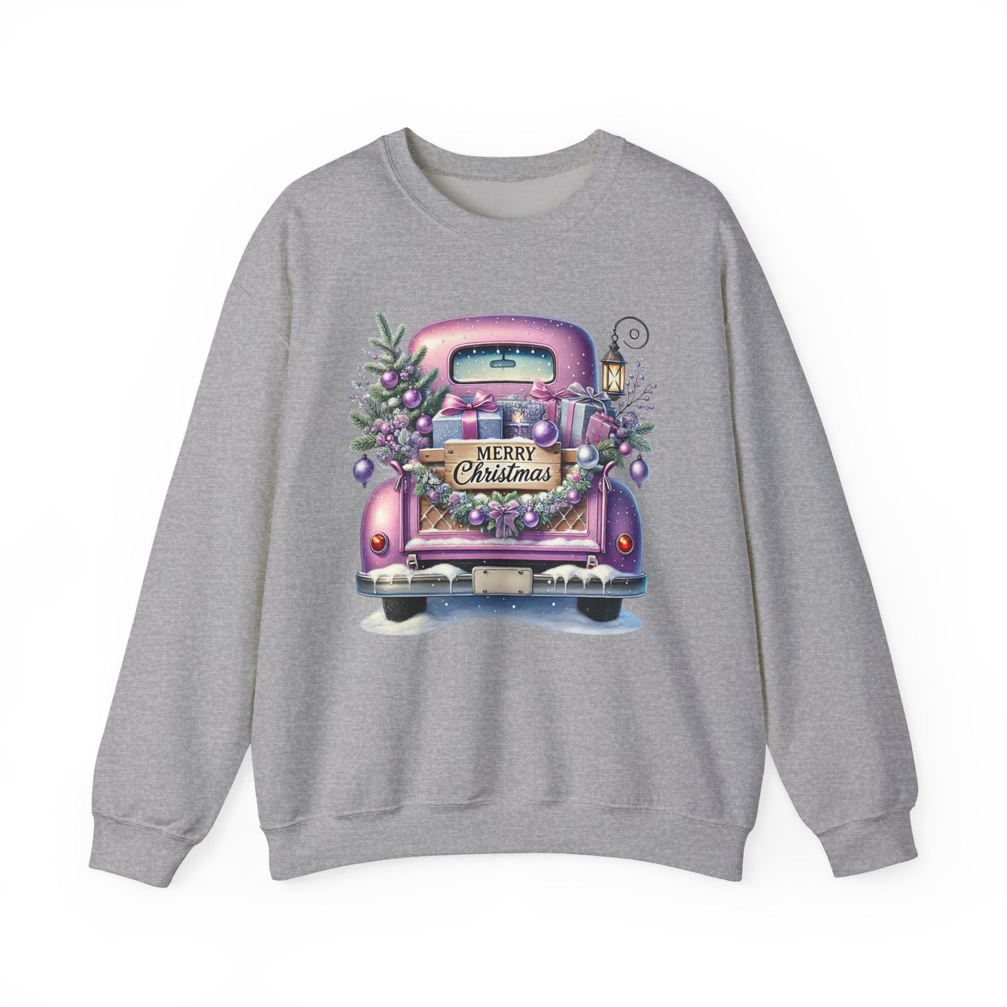 Merry Christmas Truck Sweatshirt, Cozy Crewneck for Holiday Celebrations, Unisex Christmas Apparel, Gift for Friends & Family, Winter Fashion